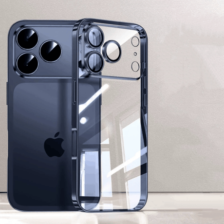 【N168】カメラレンズ保護フォルム付きのiPhone18pro/17proケース メタリックサイドカラークリアケース