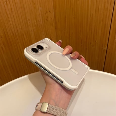 【N852】iPhone Duo ケース MagSafe対応 マット iPhone Duo ケース ヒンジ保護 半 透明