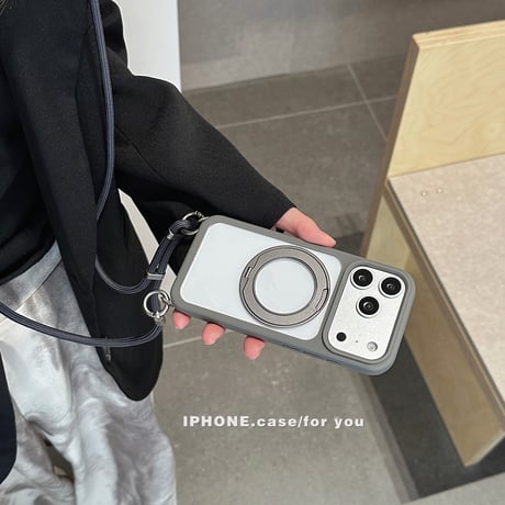 【N762】iphone18pro/17/17pro ショルダー ケース スタンド クリア