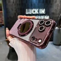 【N507】ミラー付き iphone クリア ケース キラキラ iPhone18pro/17pro/16pro ケース スタンド【カメラ保護フィルム一体型】