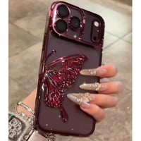 【N532】蝶々 iphone18pro/17/17proケース グリッター iphone16/16pro ケース キラキラ 透明「グラデーションのシール付き」