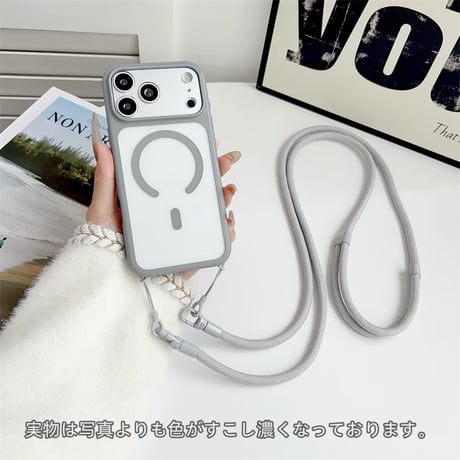 【N847】ショルダーストラップ 付き iphone18pro/17pro ケース magsafe 対応 iphoneケース クリア おしゃれ