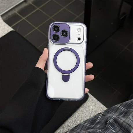 【N610】iphone18pro/17pro ケース マグセーフ クリア iphone ケース スタンド 高級