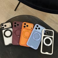 【N853】iphone18pro/18promax ダークチェリー に 合う ケース iphoneクリア ケース スタンド 付き 360度回転可能