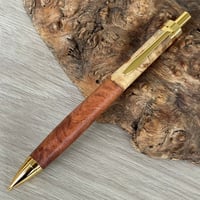 花梨瘤紅白 / UMA 木軸シャープペンシル / ゴールド金具 【一点もの！604180】 ボールペンに変更可能・金具色の変更可能
