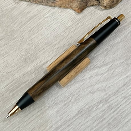 黒柿 / OMOSINPEN / 約36g 真鍮ウエイト重量アップモデル / ボールペンもシャーペンもこれ一本で / ゴールド金具 / 一点もの！607017