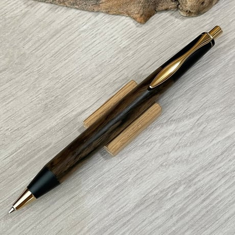 黒柿 / OMOSINPEN / 約36g 真鍮ウエイト重量アップモデル / ボールペンもシャーペンもこれ一本で / ゴールド金具 / 一点もの！607017