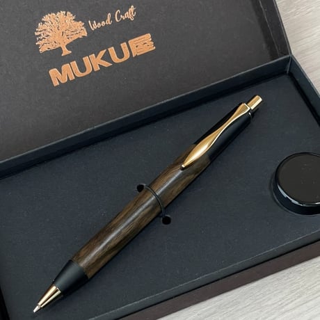 黒柿 / OMOSINPEN / 約36g 真鍮ウエイト重量アップモデル / ボールペンもシャーペンもこれ一本で / ゴールド金具 / 一点もの！607017