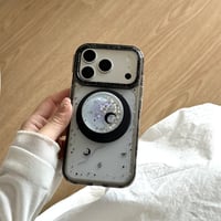 【お取り寄せ商品】iPhoneケース スマホケース iPhone17 iPhone16 iPhone15 Magsafe ブラック 月 グリップ付き 韓国 M7202
