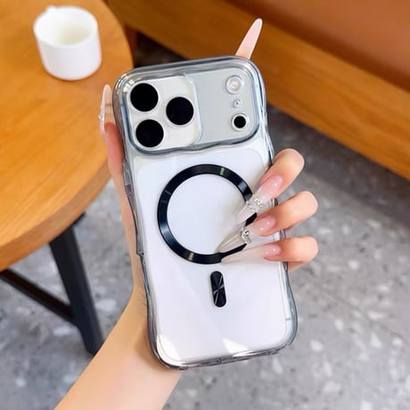 【お取り寄せ商品】iPhoneケース スマホケース iPhone18 iPhone17 iPhone16 Mag safe ウェーブ シンプル クリアカラー M7214
