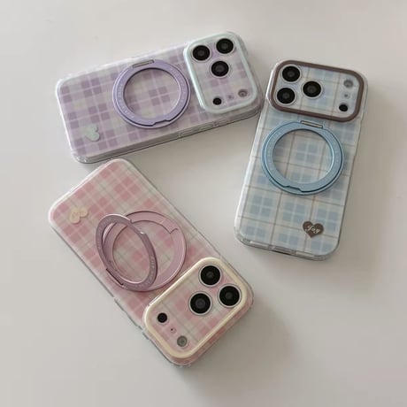 【お取り寄せ商品】iPhoneケース スマホケース iPhone18 iPhone17 iPhone16 iPhone15 magsafe スタンド チェック 可愛い 韓国 M7224
