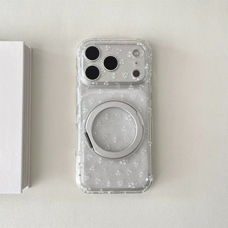 【お取り寄せ商品】iPhoneケース スマホケース iPhone18  iPhone17 iPhone16 iPhone15 花柄 ラメ MagSafe スタンド韓国 M7231