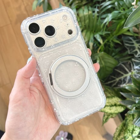 【お取り寄せ商品】iPhoneケース スマホケース iPhone18  iPhone17 iPhone16 iPhone15 花柄 ラメ MagSafe スタンド韓国 M7231