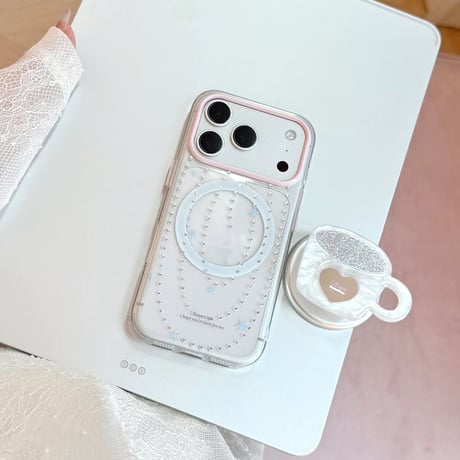 【お取り寄せ商品】iPhoneケース スマホケース iPhone17 iPhone16 iPhone15 Magsafe クリアラメ  グリップ付き 韓国 M7204