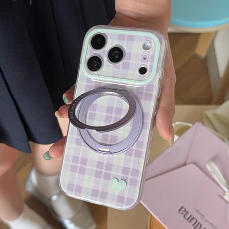 【お取り寄せ商品】iPhoneケース スマホケース iPhone18 iPhone17 iPhone16 iPhone15 magsafe スタンド チェック 可愛い 韓国 M7224