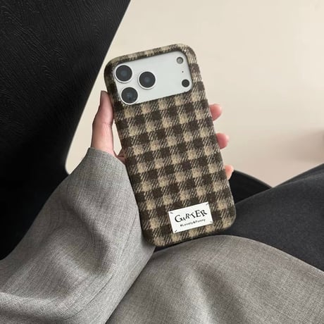 【お取り寄せ商品】iPhoneケース スマホケース iPhone18 iPhone17 iPhone16 iPhone15 秋冬 チェック柄 ニット風 大人かわいい M7216