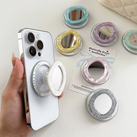 【お取り寄せ商品】magsafe グリップ 磁石 韓国 ミラー付き おしゃれ 便利 可愛い M7208