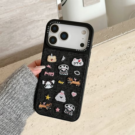 【お取り寄せ商品】iPhoneケース スマホケース iPhone18 iPhone17 iPhone16 デニム ワッペン 韓国 可愛い M7211