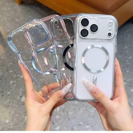 【お取り寄せ商品】iPhoneケース スマホケース iPhone18 iPhone17 iPhone16 Mag safe ウェーブ シンプル クリアカラー M7214