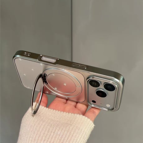 【お取り寄せ商品】iPhoneケース スマホケース iPhone18 iPhone17 iPhone16 iPhone15 magsafe スタンド シルバー 韓国 M7222