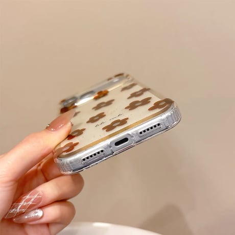 【お取り寄せ商品】iPhoneケース スマホケース iPhone18 iPhone17 iPhone16 iPhone15 大人可愛い ブラウン おしゃれ 花柄 韓国 M7241