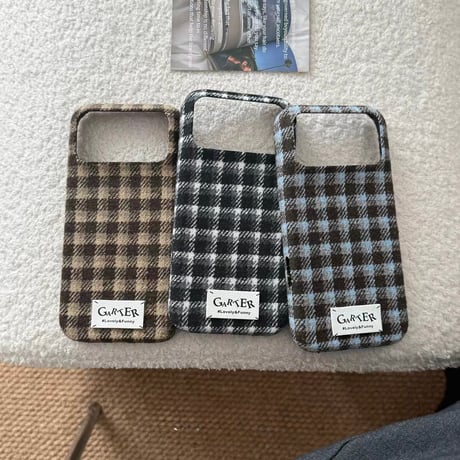 【お取り寄せ商品】iPhoneケース スマホケース iPhone18 iPhone17 iPhone16 iPhone15 秋冬 チェック柄 ニット風 大人かわいい M7216