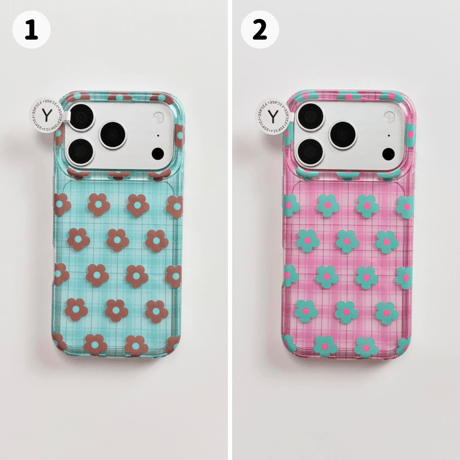 【お取り寄せ商品】iPhoneケース スマホケース iPhone17 iPhone16 iPhone15 チェック 花柄 韓国 可愛い M7232