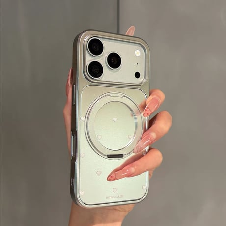 【お取り寄せ商品】iPhoneケース スマホケース iPhone18 iPhone17 iPhone16 iPhone15 magsafe スタンド シルバー 韓国 M7222