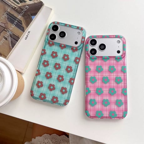 【お取り寄せ商品】iPhoneケース スマホケース iPhone17 iPhone16 iPhone15 チェック 花柄 韓国 可愛い M7232