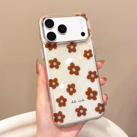 【お取り寄せ商品】iPhoneケース スマホケース iPhone18 iPhone17 iPhone16 iPhone15 大人可愛い ブラウン おしゃれ 花柄 韓国 M7241