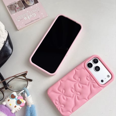 【お取り寄せ商品】iPhoneケース スマホケース iPhone17 iPhone16 iPhone15 リボン ピンク 韓国 可愛い M7206