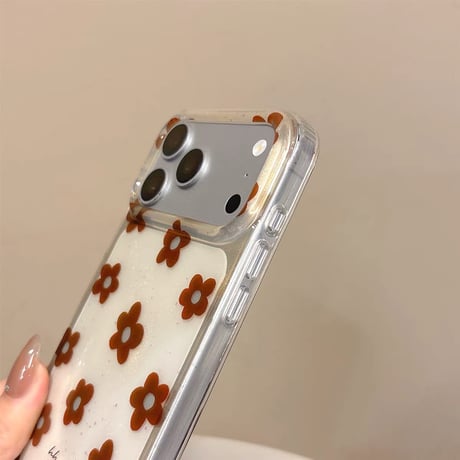 【お取り寄せ商品】iPhoneケース スマホケース iPhone18 iPhone17 iPhone16 iPhone15 大人可愛い ブラウン おしゃれ 花柄 韓国 M7241