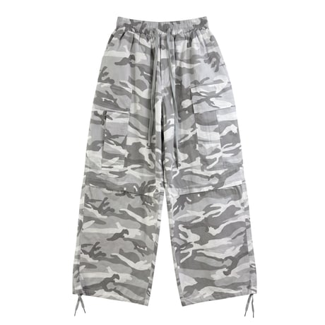 【P.O.S】2WAY CAMO BAGGY PANTS WHITE
