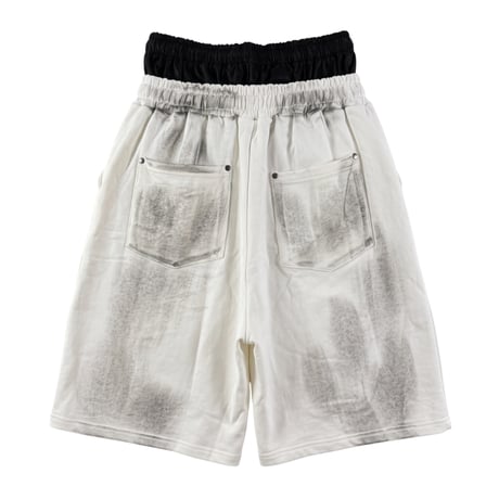 【P.O.S】DOUBLE WAIST SWEAT SHORTS WHITE