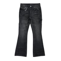 GOAR】STRAPPED OIL FLARE PANTS | AURUM