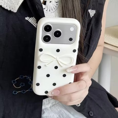 S75746 ドットリボン シリコン iPhoneケース