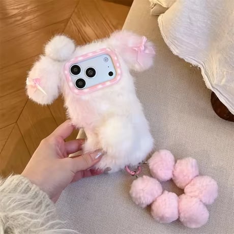 K23353 ふわふわリボンうさみみストラップiPhoneケース