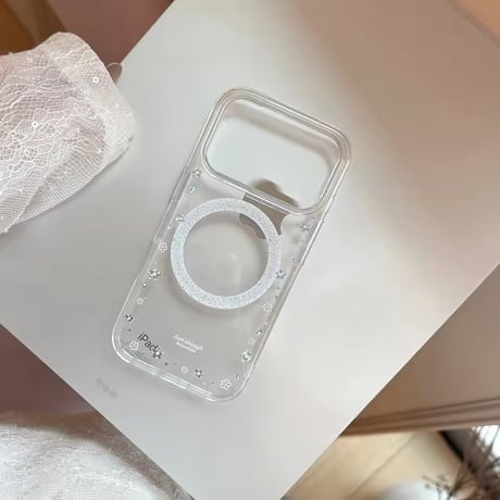 K23232 フラワーミラー MagSafeソケット付き クリア iPhoneケース
