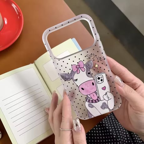 S75713 ドット×ミルクカウ クリアiPhoneケース