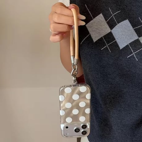 K23310 レトロドットストラップ付きiPhoneケース
