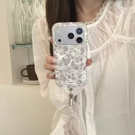 K23302 ニュアンスアニマルリボンショルダー付きiPhoneケース