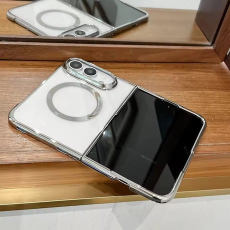 L62549 メタリックラインMagSafeクリアiPhoneDuoケース