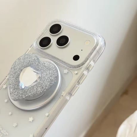 【即納商品】K23170 ハートMagSafeグリップ付きクリアiPhoneケース