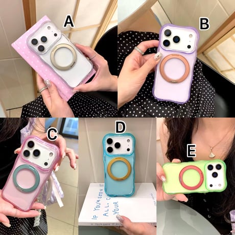 K23196 クリアカラー リングスタンド iPhoneケース