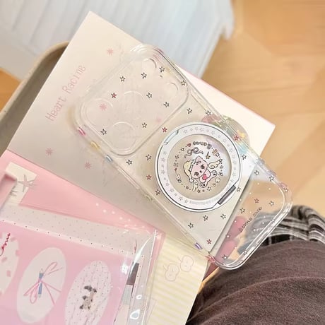 K23340 カラーハートスタンド付きクリアiPhoneケース