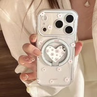【即納商品】K23081 フラワーハートMagSafeグリップ付きクリアiPhoneケース
