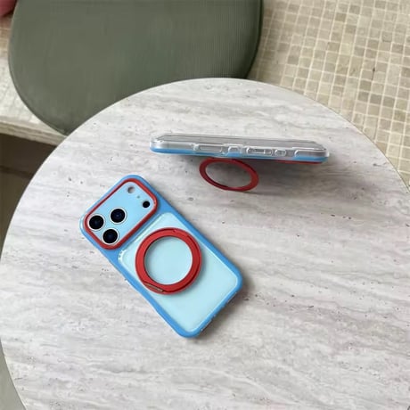 【即納商品】K23203 バイカラーリングスタンド付き iPhoneケース