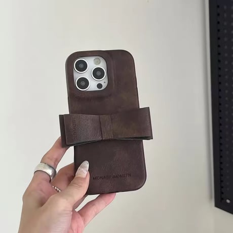 【即納商品】K23003 レザー風リボンスタンド iPhoneケース