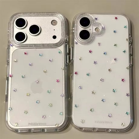 【即納商品】L62383 カラフル星ちりばめ クリアiPhoneケース