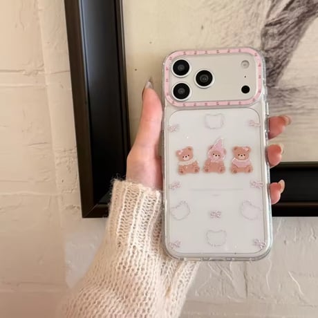 L62501 くまリボンキラキラクリア iPhoneケース
